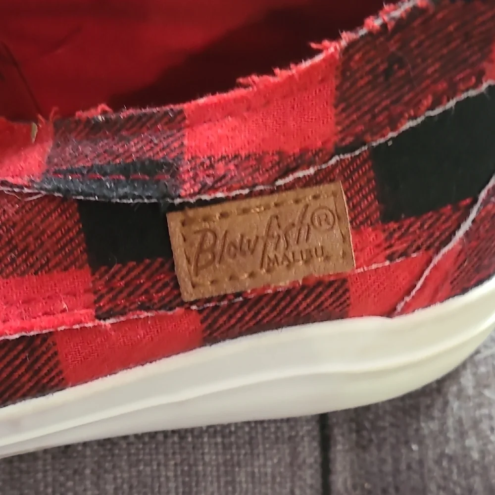 Blowfish Red and Black Plaid‎ Slip-On Shoes